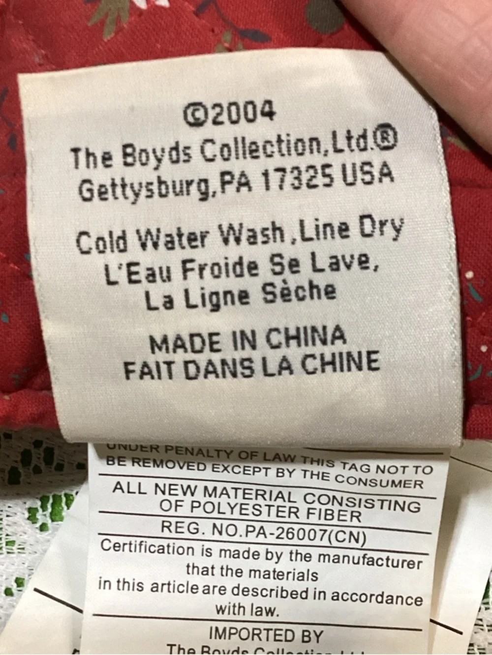 Boyds Home Bears Red Quilted 'Beary Best Friend' Pillow with Plush Teddy 2004